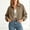 Coffee, variant on Sentmoon Womens Light Jacket Solid Color Long Sleeve Baseball Jacket with Puffy Hem Lapel Zip Up Casual Coat for Spring Autumn Winter S-XL