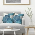 thumbnail image 4 of Blue White Pillow Covers 18x18 Set of 2, Spring Summer Dahlia Floral Decorative Outdoor Throw Pillows Linen White Geometric Flower Modern Style Cushion Pillow Covers for Sofa Couch Outdoor Decor, 4 of 6