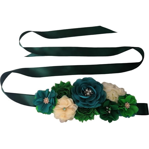 SHIQI-Wedding Bride Belt Sash Floral Sash Belts for Maternity Dresses Floral Belt Sash Girls Women Baby Shower Sash Belt