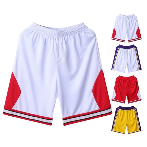 Men's Basketball Pants Mesh Athletic Shorts Summer Outdoor Sports Shorts Lightweight Breathable for Gym And Workouts with Pockets Red L