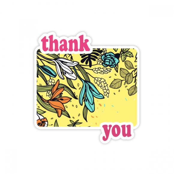 Modern Art Lily Flowers s Drawing Thank You Stickers Quote Grateful