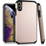 iPhone X/ XS Case, STARSHOP Drop Protection Dual Layers Phone Cover - Rose Gold
