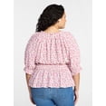 thumbnail image 3 of Terra & Sky Women’s Plus Smocked Waist Blouse, Sizes 0X-5X, 3 of 5