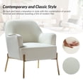 thumbnail image 5 of Tina's Home Mid-Century Modern Velvet Upholstered Accent Chair Metal Legs Curved Backrest Lounge Home Armchair Bedroom Ivory, 5 of 8