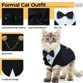 thumbnail image 4 of Cat Tuxedo Outfit, Sphynx Cat Costume Formal Suit with Bow Tie, Stylish Cat Shirt Fashion Apparel Fancy Clothes, Kitten Formal Attire Wedding Onesie Costume for Cats Only, 4 of 7