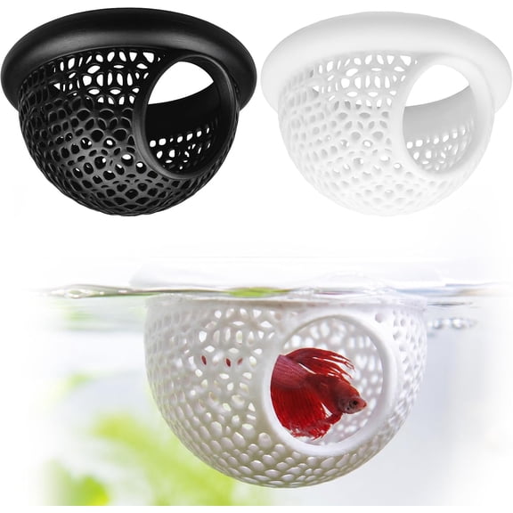2 Pack Floating Betta Hammock, 3D Printed Betta Hideout Cave with Feeding Ring,Multifunctional Aquarium Decor, Fish Tank Accessories Resting Shelter for Betta Fish, Shrimp and Small Fish