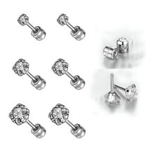 K-KED 3 Pairs Earring Double Crystal Stainless Steel Ear Tragus Cartilage Jewellery-default