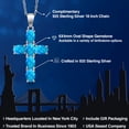 thumbnail image 2 of Gem Stone King 925 Sterling Silver Simulated Blue Opal Cross Pendant Necklace for Women | 3.00 Cttw | Gemstone October Birthstone | Oval Cabochon 6X4MM | With 18 inch Chain, 2 of 6