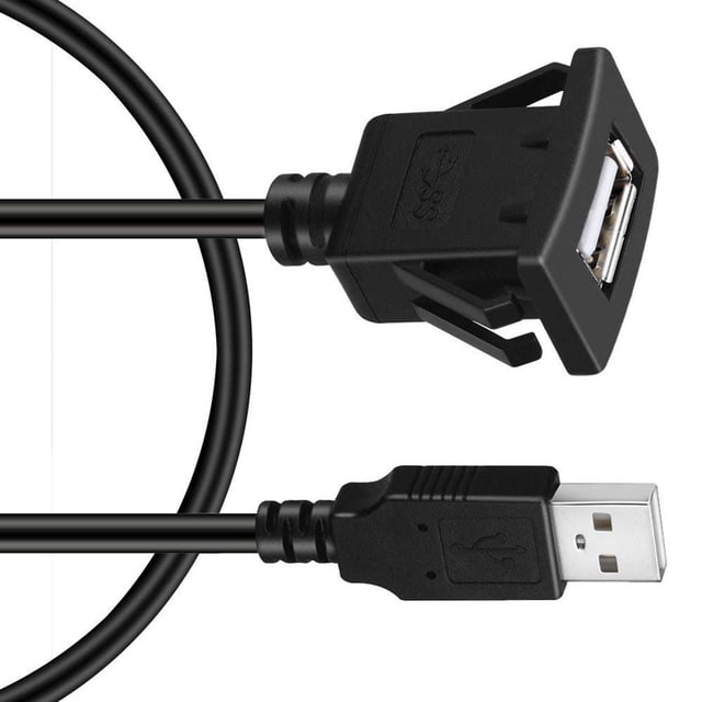 Cable de extensión de montaje empotrado de Panel USB 3,0 de un solo puerto cuadrado de 6 pies con hebilla para tablero de coche, camión, motocicleta y barco Adepaton ZFFLD657
