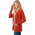 thumbnail image 2 of Cielo 1985 Women's Open Long Cardigan Sweater with Pockets - By The Simply Fashion Rust S, 2 of 7