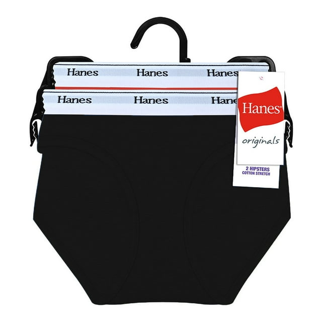 Hipster Hanes Originals para Mujer, Negro y Rojo Talla GD 2 Piezas