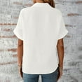 thumbnail image 4 of Mittory Linen Cotton Womens V Neck Collared Short Sleeve Shirts Button Down Blouse Tops, 4 of 8
