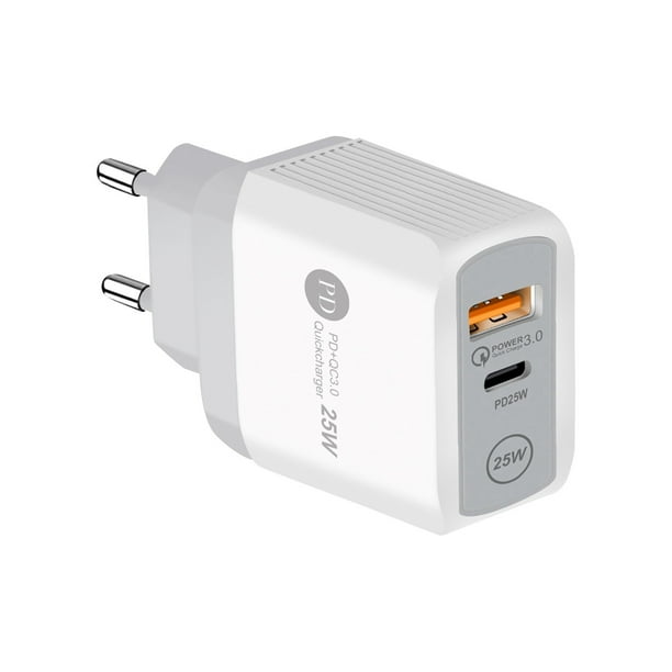 Cargador rápido de 25 W para teléfonos móviles, 5 V, 5 A, adaptador tipo C con cabezal de carga rápida europeo y británico.