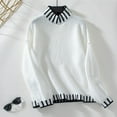 thumbnail image 6 of Ediodpoh Striped Pullover High Neck Loose Plus Size Sweater Comfortable and Warm Oversized Sweaters for Women White S, 6 of 6
