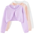 thumbnail image 3 of Tigivemen Girls' Knitted Cardigan Jacket Long Sleeve Button Toddler Knit Cropped Sweaters Size 1-2 Years,White, 3 of 3