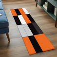 thumbnail image 4 of Orange Black Patchwork Washable Runner Rugs 2'x6', Abstract Geometric Art Low Pile Throw Entryway Rug Non-Slip Sturdy Edge Binding Carpet for Indoor Bedside Entrance Bedside, 4 of 9