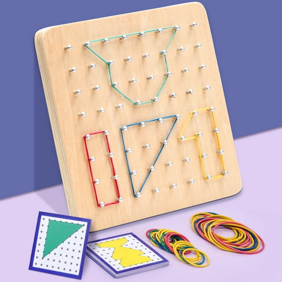 CSEONEW Gift for kids,Block Board Graphical Educational Toy Kids Geoboard Mathematical Manipulative Array Block with Pattern Cards and Rubber Brain Teaser Toys