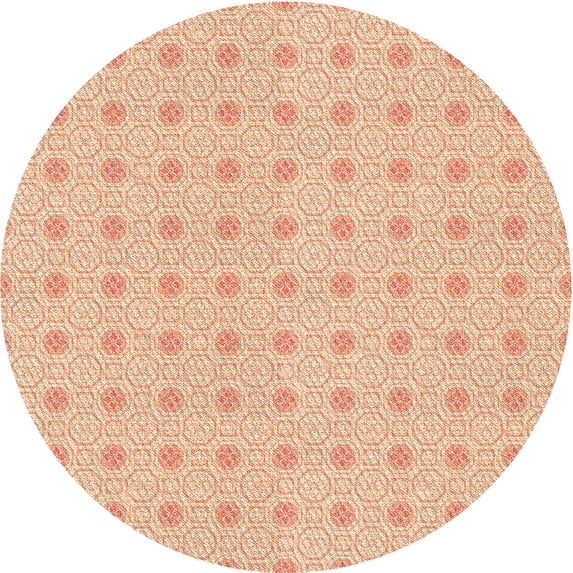 Ahgly Company Machine Washable Indoor Round Transitional Construction Cone Orange Area Rugs, 5' Round