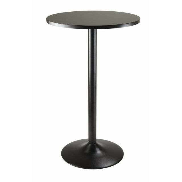 Table de bar ronde Nicer Furniture avec pied chromé et base noire
