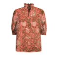thumbnail image 5 of Endives Womens Casual Shirts 3/4 Sleeve Tops V Neck Stand Collar Blouse Beach Vacation Shirts Spring Outfit, 5 of 6