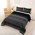 thumbnail image 3 of Castle Fairy Geometric Gradient Horizontal Stripe Full Size Comforter Sets 3-Piece,Minimalist Thin Line Bedding Comforter Set,Black Gray Silver,Reversible,1 Comforter and 2 Pillowcases, 3 of 6