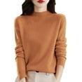 thumbnail image 2 of Merino Wool Sweaters for Women Long Sleeve Mock Neck Loose Pullover Tops Soft Warm Cozy Lightweight Wool Knit Sweater Camel L, 2 of 5