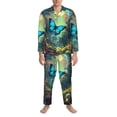 thumbnail image 3 of Fotbe Enchanted Forest Butterfly A Pattern Long Sleeve Pajama Set for Men,Sleepwear Set,2-piece Loungewear Set,Soft PJs Comfy Nightwear with Pockets-Medium, 3 of 7