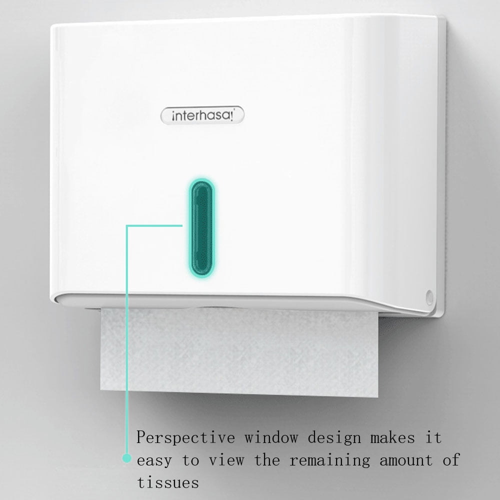 Interhasa Wall-Mounted Paper Towel Dispenser for Multi-Fold Tissues,Home & Commercial Use, White