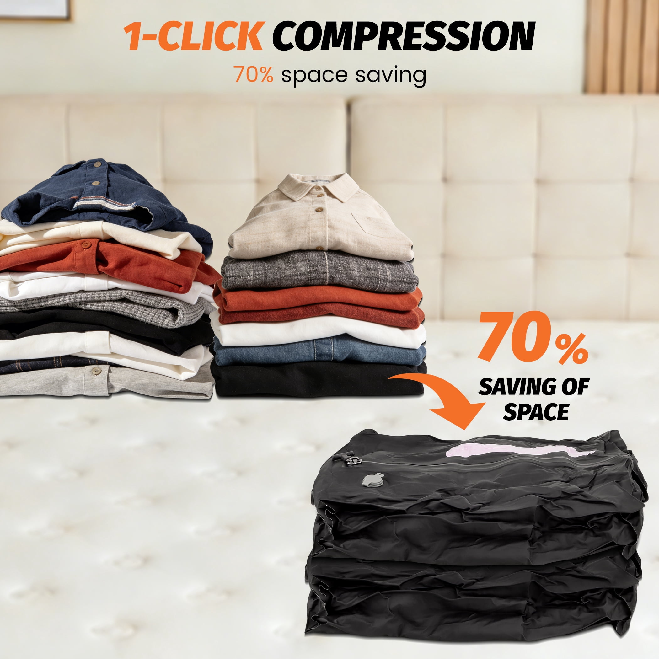 Nazano Vacuum Bags  for Travel with USB Pump, 29L Each, IP67 Waterproof, Portable Compression for Suitcase, Clothes (2 Pack)