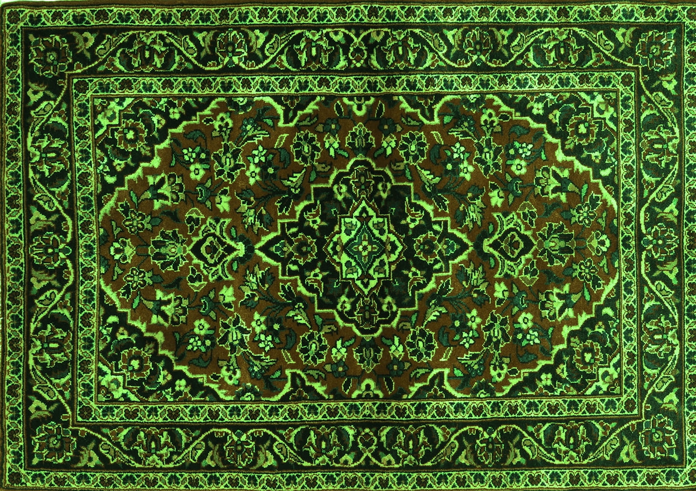 Ahgly Company Indoor Rectangle Persian Green Traditional Area Rugs, 7