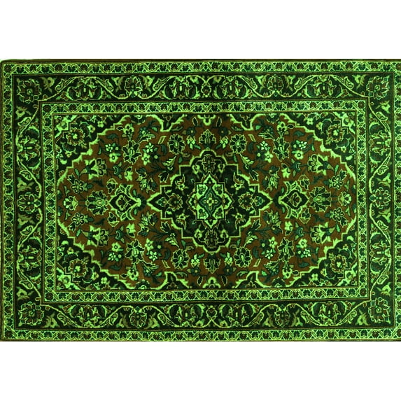 Ahgly Company Indoor Rectangle Persian Green Traditional Area Rugs, 2' x 5'
