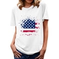 thumbnail image 1 of Hauts d'Été Grande Taille pour Femmes Imprimé Jour de l'Indépendance Manches Courtes Col Rond Décontracté Ample T-Shirts Graphiques Col en V Femmes en Solde, 1 of 4