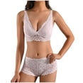 thumbnail image 6 of JSGEK Women Floral Lace Bra and Panty Set Plunge Neckline Adjustable Straps Intimate Lingerie for Bedroom Wear Pink M, 6 of 6