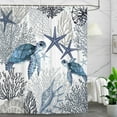 thumbnail image 2 of Nautical Coastal Shower Curtain, Gray Tropical Sea Turtle Seashell Starfish Bath Curtain Decor, Beach Waterproof Fabric for Shower Curtain Set with Hooks, 70X75in, 2 of 5