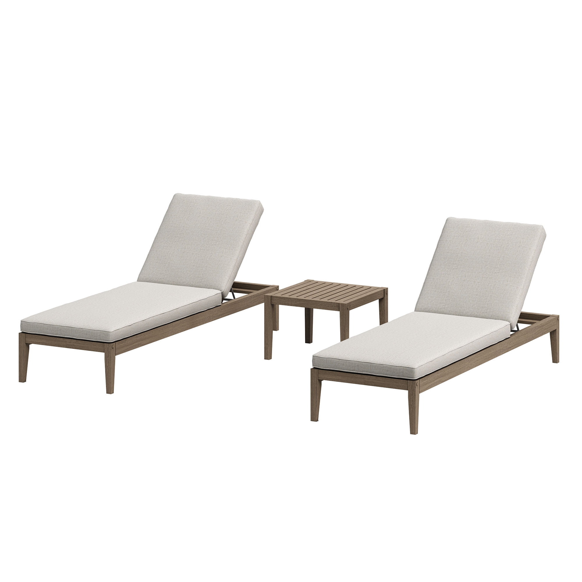 Northlake 3-Piece Patio Teak Furniture Set with Chaise Lounges and Side Table