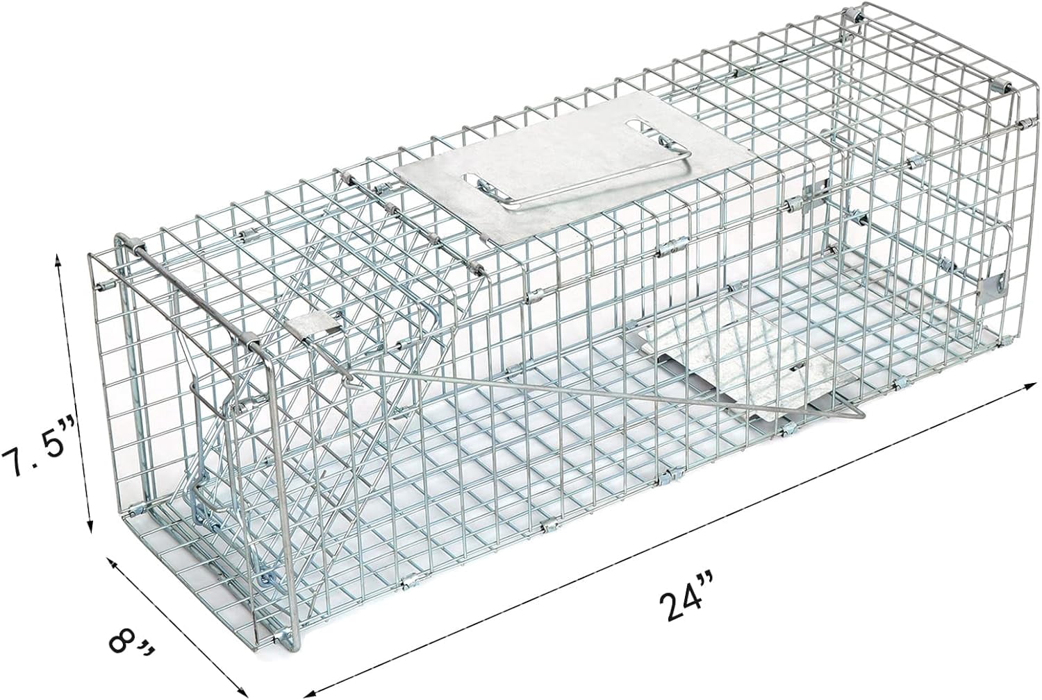 ANHXN Small Live Animal Trap Steel Cage Catch and Release One Door Humane Rodent Cage Trap for Little Rabbits/Stray Cats/Squirrel/Skunk/Mink/Opossum Outdoor Animals