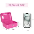 thumbnail image 2 of Pozyie Locking Steel Mini Cash Box with Removable Coin Tray and Key Lock for Kids,4.92" x 3.74" x 2.37",Pink, 2 of 7