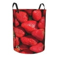 thumbnail image 2 of Haiem Strawberry Red Leather Dirty Clothes Laundry Basket,Sturdy & Waterproof,Collapsible Round Design For Efficient Space Management,Multi-Purpose Storage Basket, 2 of 8