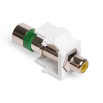 Leviton 40782-RYW Quickport Compression RCA Connector, Yellow Stripe, White