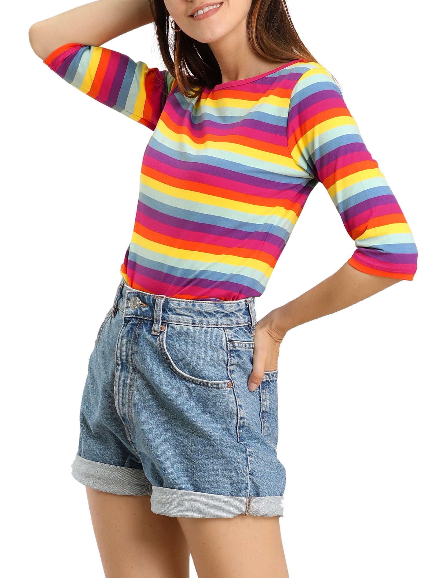 DARING DIVA Women's Halloween Costume 1/2 Sleeve Floral Top L Multicolor