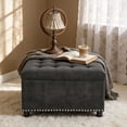 thumbnail image 3 of S-HOME Classic Tufted Design Storage Ottoman With Nailhead Trim 30 Inch Square Upholstered Footstool For Living Room Or Bedroom Decor, Dark Grey, 3 of 11