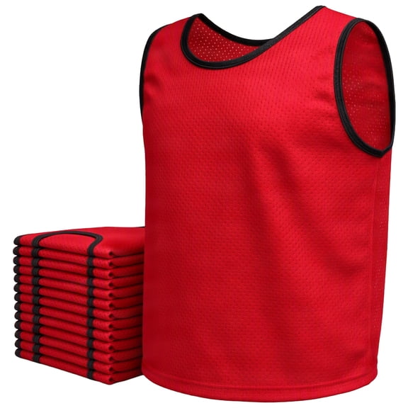 Adult Mesh Practice Scrimmage Jerseys Breathable Pinnie for Soccer, Basketball, Gym, Training, School Sports, Lightweight & Durable Team Vest for Games & Practice 12 Pack