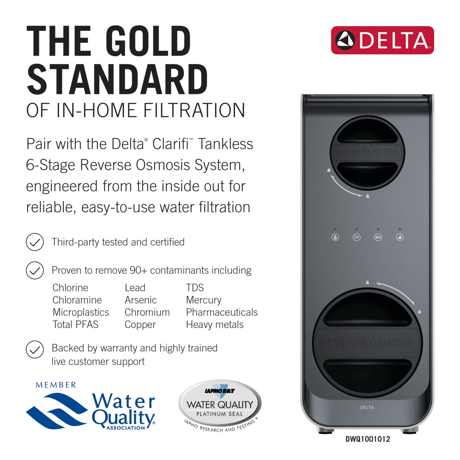 Delta Dwq1001012 Clarifi Tankless Under Sink 6-Stage Reverse Osmosis Filter System