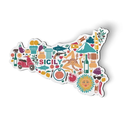 Sicily Italy Map - 5" Magnet for Car Locker Refrigerator