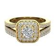 thumbnail image 4 of Diamond Wedding Ring Set Round Brilliant Diamond Cushion Halo Rings Split Shank 14K Gold 1.25 Carat (G,SI), 4 of 5