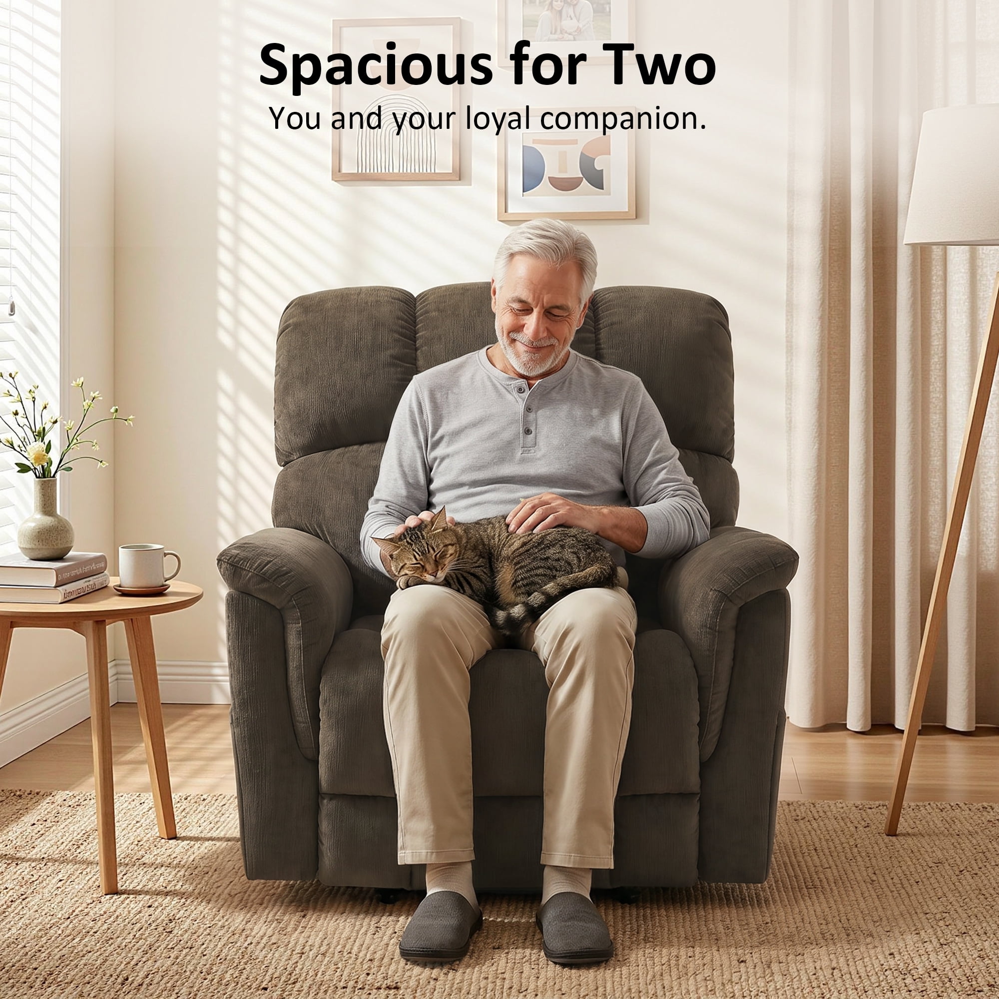 MCombo Oversized 24.8" Seat Width Large Dual Motor Power Recliner Lift Chair for Tall Elderly, Infinite Position, Coffee Fabric