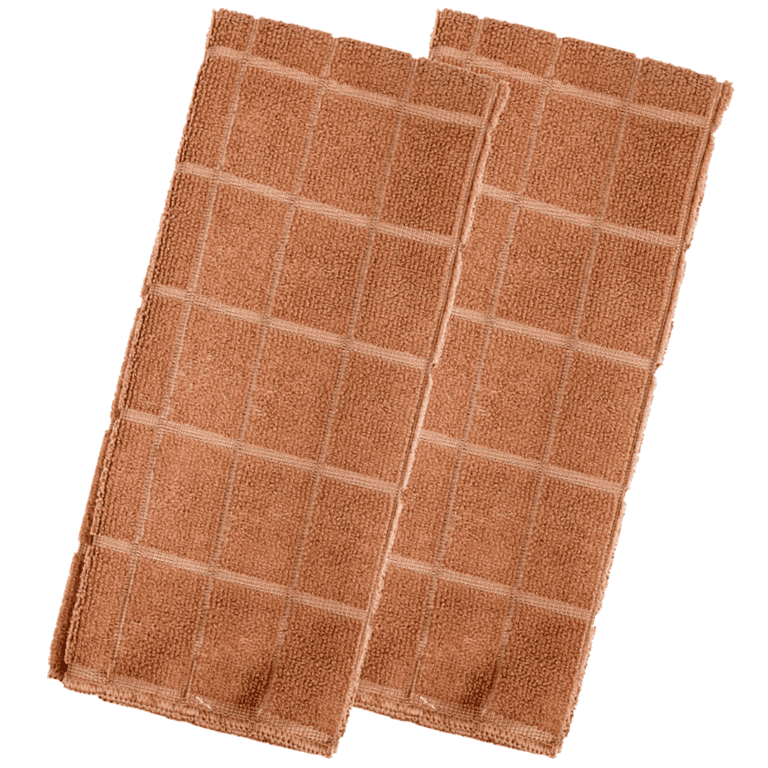 Kitchen Dish Hand Towels Windowpane Brand New Solid Tan Brown Color- Set of  2!