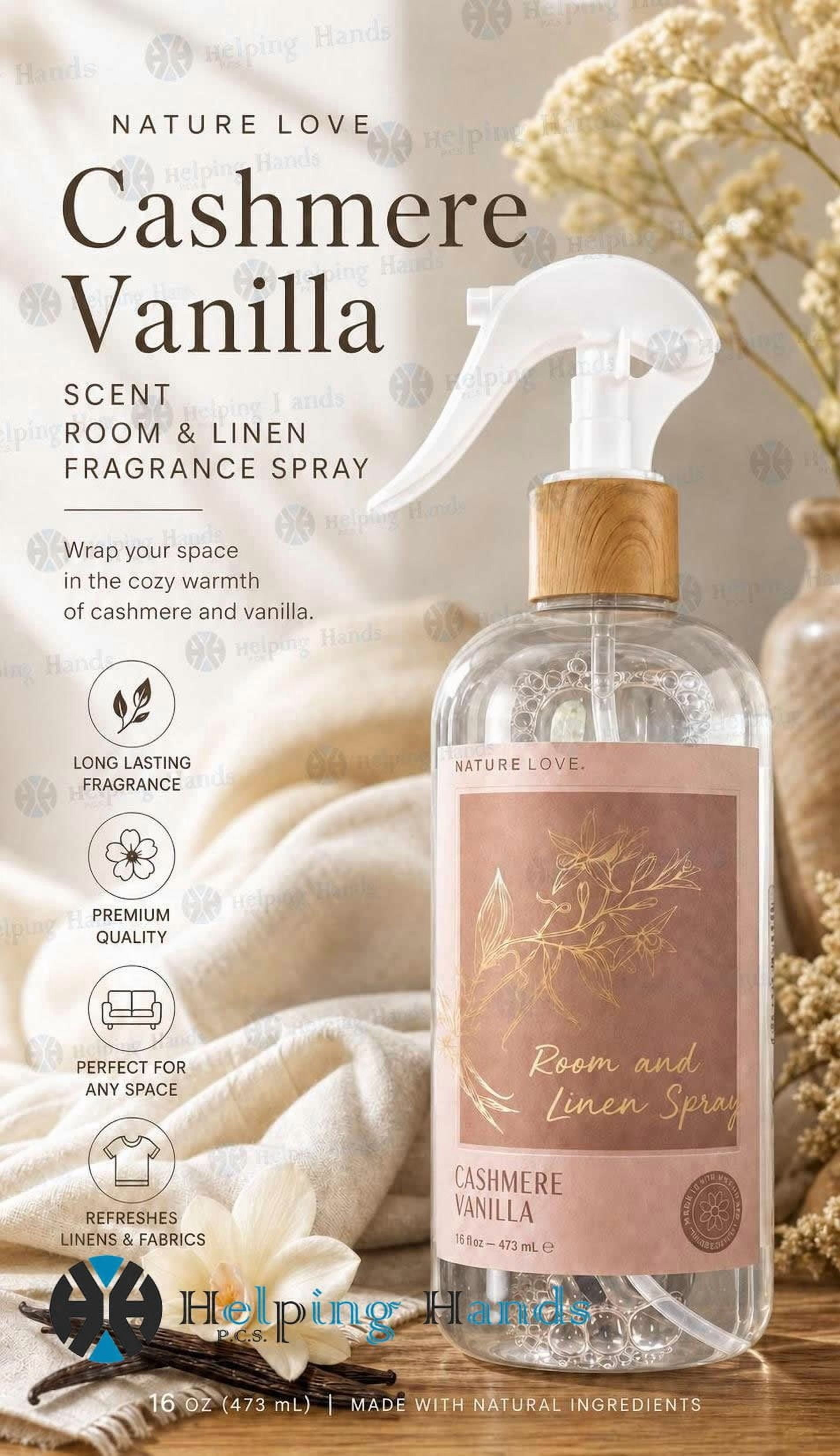 Nature Love, Room and Linen Fragrance Spray, Vanilla Scent, 16 oz