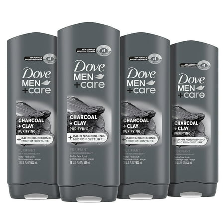 DOVE MEN + CARE Elements Body Wash Charcoal + Clay 4 Count For Men s Skin Care Effectively Washes Away Bacteria While Nourishing Your Skin 18 oz