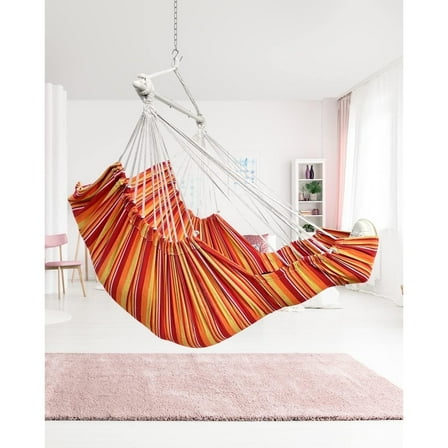 Sunyear XXL Hammock Chair with Footrest & 2 Cushions 500lbs - Easy Setup Swing Chair with Metal Anti-Slip Spreader Bar for Indoor/Outdoor Relaxation